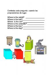 English Worksheet: PLACE PREPOSITIONS