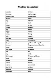 English Worksheet: Weather Vocabulary