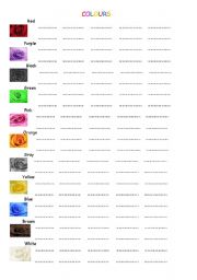 English worksheet: colours