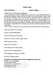 English worksheet: QUIZ