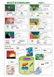 English Worksheet: Muzzy in Gondoland  Part 1 - 5 exercises - 2 pages - editable