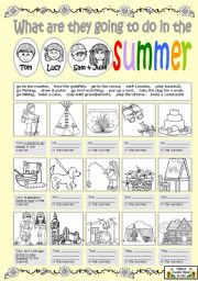 English Worksheet: WHAT ARE THEY GOING TO DO IN THE SUMMER?