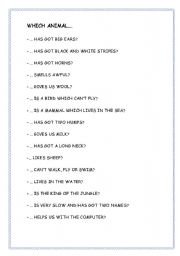English Worksheet: ANIMALS