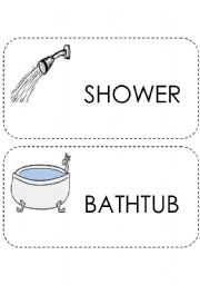 English Worksheet: 9 BIG FLASHCARDS TO TEACH VOCAB THE BATHROOM