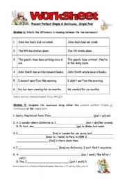 Worksheet for the station competition (simple past, present perfect simple and continuous)