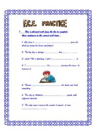 English Worksheet: Rewriting / Prefixes - suffixes