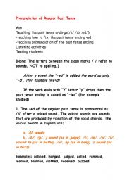 /t/ /d /id/ past tense endings - Pronunciation Lesson Plan with activity