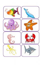 English Worksheet: ocean animals flashcards and memory game