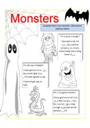 English Worksheet: Monsters! (Parts of the body)
