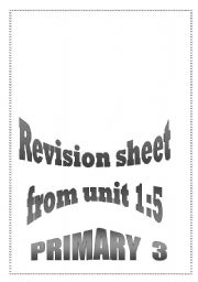 Revision Sheet for Macmillan English 3 Part 3.