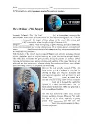 English Worksheet: The 11th Hour - Film Synopsis