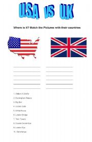 English Worksheet: USA vs UK some famous places about the USA and the Uk to recognize them.