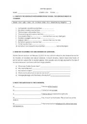 English Worksheet: PAST SIMPLE VERB TO BE