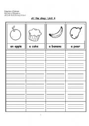 English Worksheet: food copy sheet