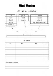 English worksheet: Mind Master (speaking game; fully editable. 3 separate activities)