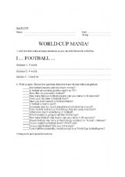 English Worksheet: World Cup Mania