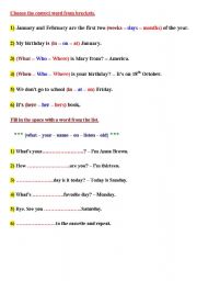 English worksheet: Choose the correct word from brackets3