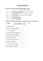 English Worksheet: exercises on wh questions