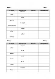 English worksheet: Irregular verbs