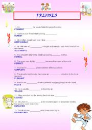 English Worksheet: PREFIXES