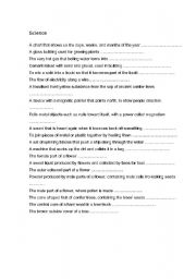 English worksheet: science