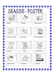 English Worksheet: SEASIDE VOCABULARY - POSTER