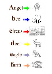 English worksheet: from A to F