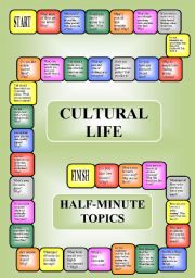 English Worksheet: Cultural life - a boardgame or pairwork (34 questions for discussion)