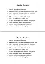 English Worksheet: Running dictation