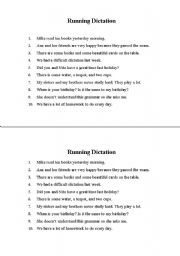 English Worksheet: Running dictation
