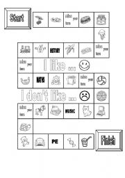 English Worksheet: likes and dislikes game