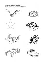 English Worksheet: Find the rhyming words