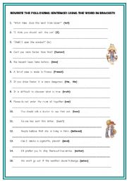 English Worksheet: Mixed grammar rewriting