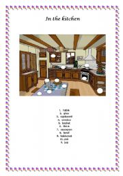 English Worksheet: in the kitchen