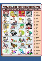 English Worksheet: FEELINGS AND EMOTIONS ADJECTIVES