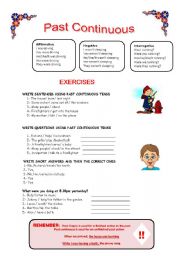 English Worksheet: PAST CONTINUOUS 