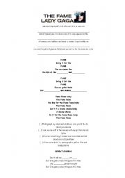 English Worksheet: The Fame - Lady Gaga