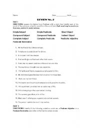 English Worksheet: Parts of speech