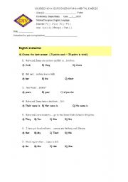 English worksheet: Test- pronouns