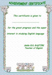 English Worksheet: achivement certificate2