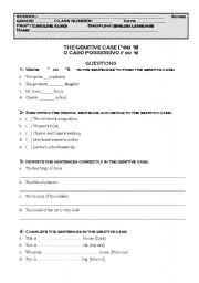 English Worksheet: THE GENITIVE CASE