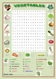 Vegetables wordsearch