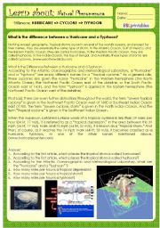 English Worksheet: HURRICANE X TYPHOON X CYCLONE