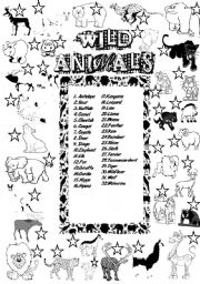 English Worksheet: ANIMALS: WILD ANIMALS