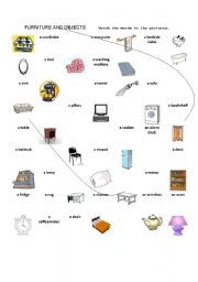 English worksheet: furniture and objects