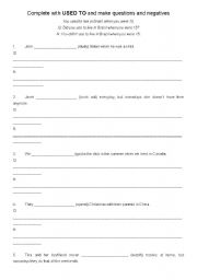 English worksheet: Used to Excercises
