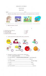 English Worksheet: test; seasons, weather and feelings