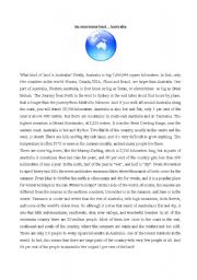 English Worksheet: Australia 