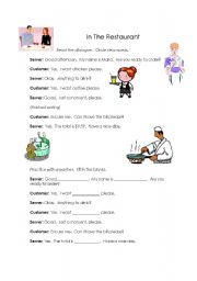 English Worksheet: In The Restaurant