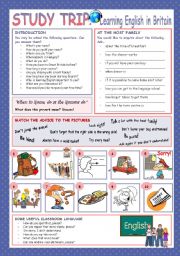 English Worksheet: STUDY TRIP Learning English in Britain